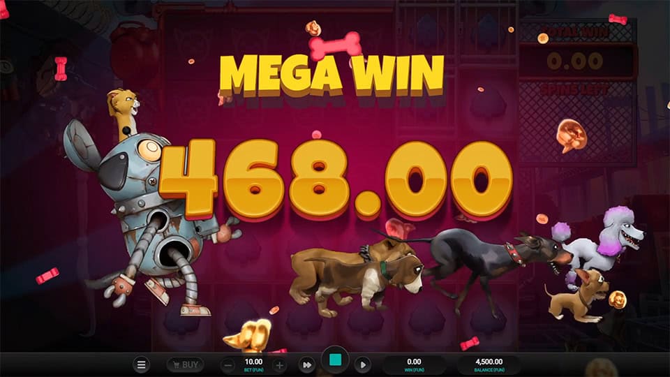 Mega Win screen in Purrrminator slot displaying a &euro;468 payout.