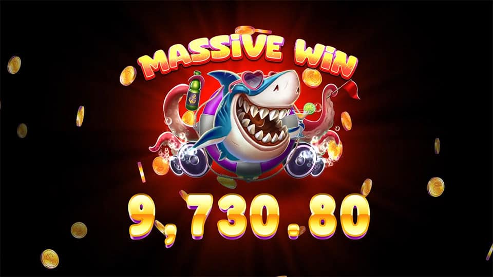 Massive win screen in Jawsome slot displaying a &euro;9,730.80 payout.