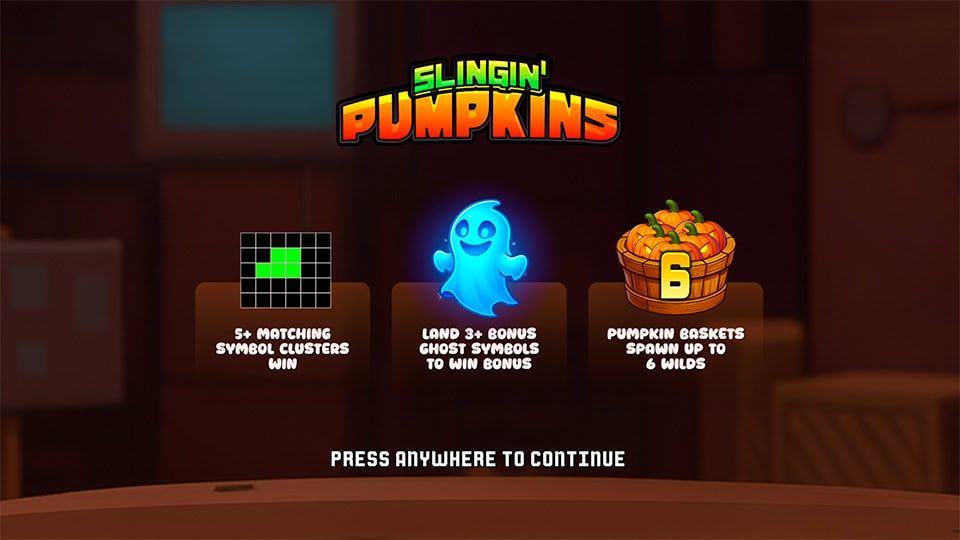 Slingin Pumpkins slot intro screen