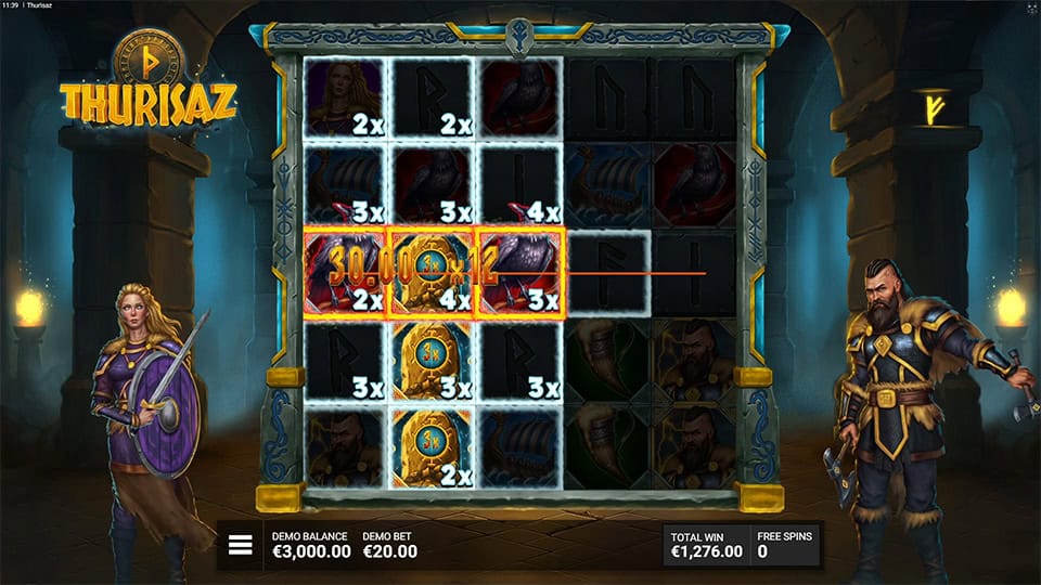 Thurisaz slot feature wild multiplier