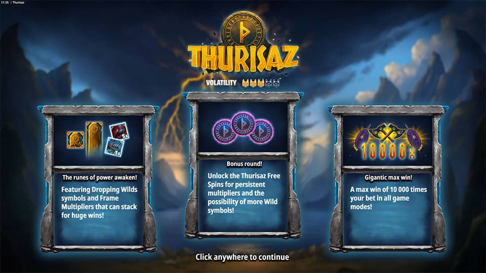 Thurisaz slot intro screen