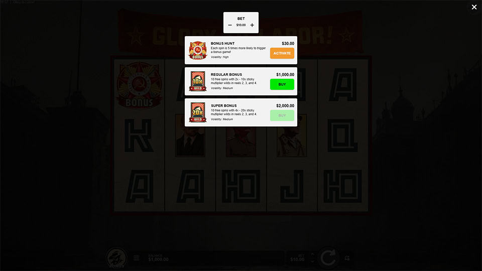 Glory to Labor slot bonus buy