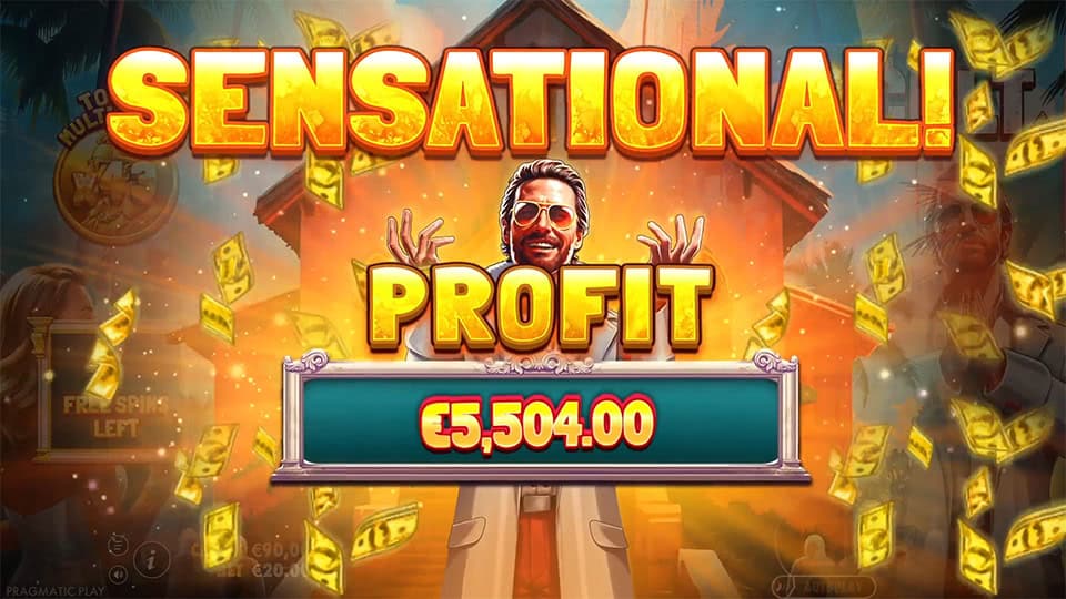 Big win screen showing &ldquo;SENSATIONAL! PROFIT&rdquo; and the cult leader in the center.
