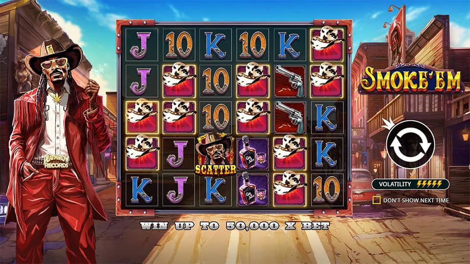 SmokeEm slot intro screen