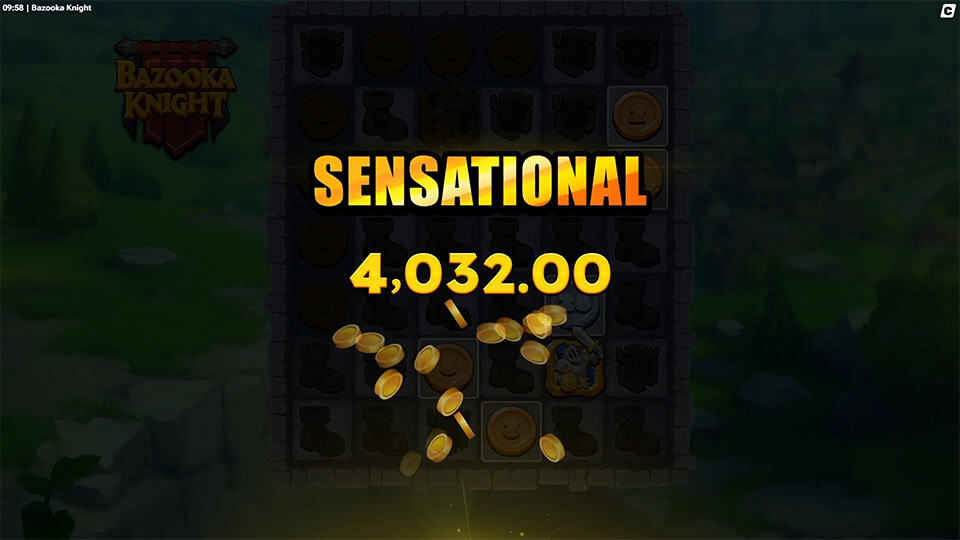&ldquo;SENSATIONAL&rdquo; text with gold coins flying over darkened reels.