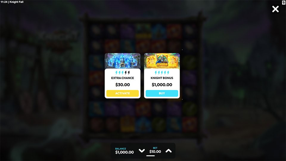 Bonus menu offering Extra Chance and Knight Bonus purchases.